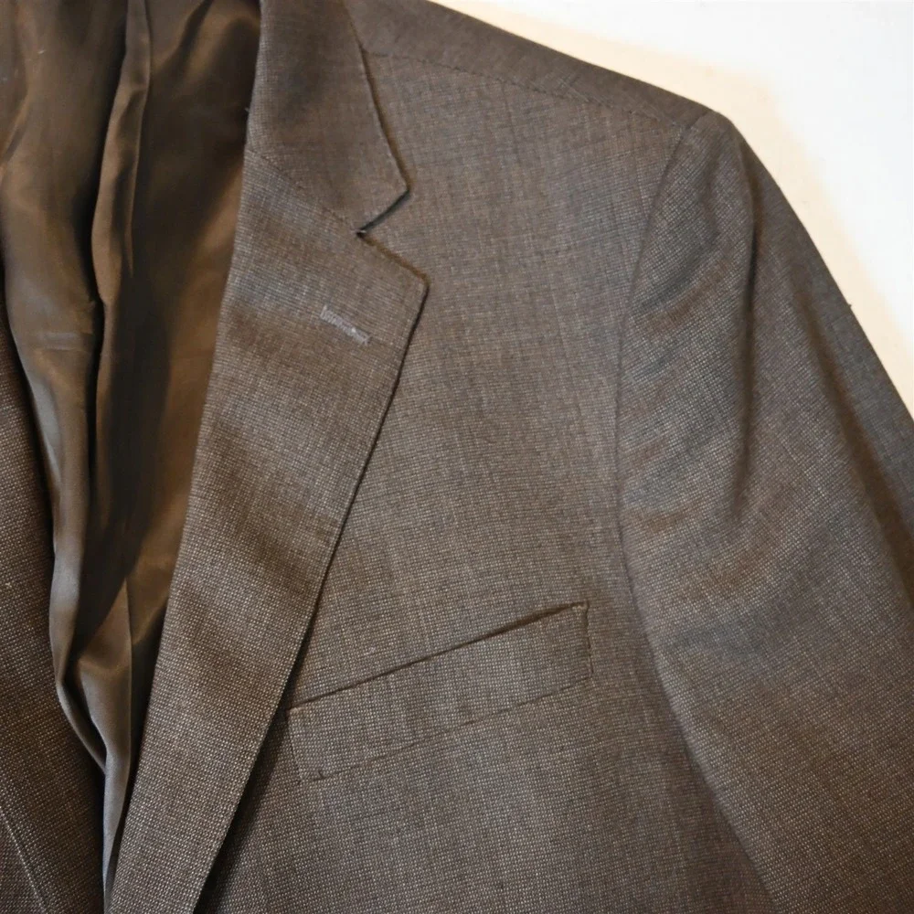 Hart Schaffner Marx 46R‎ Brown Birdseye Wool USA Blazer Suit Jacket Sport Coat